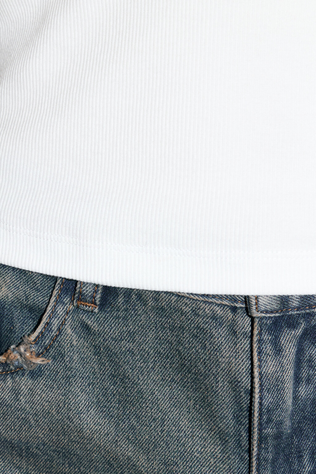 Майка-топ TANKTOP хлопковая облегающая в рубчик - цвет белый - 7