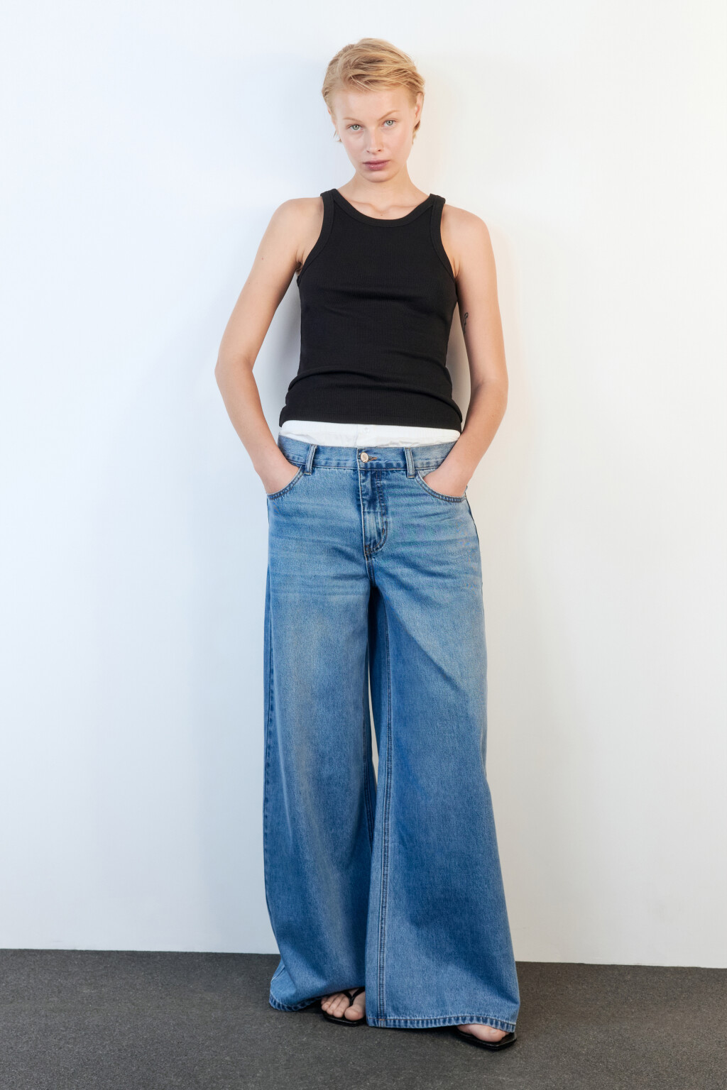 Майка-топ TANKTOP облегающая в рубчик - цвет черный - 5