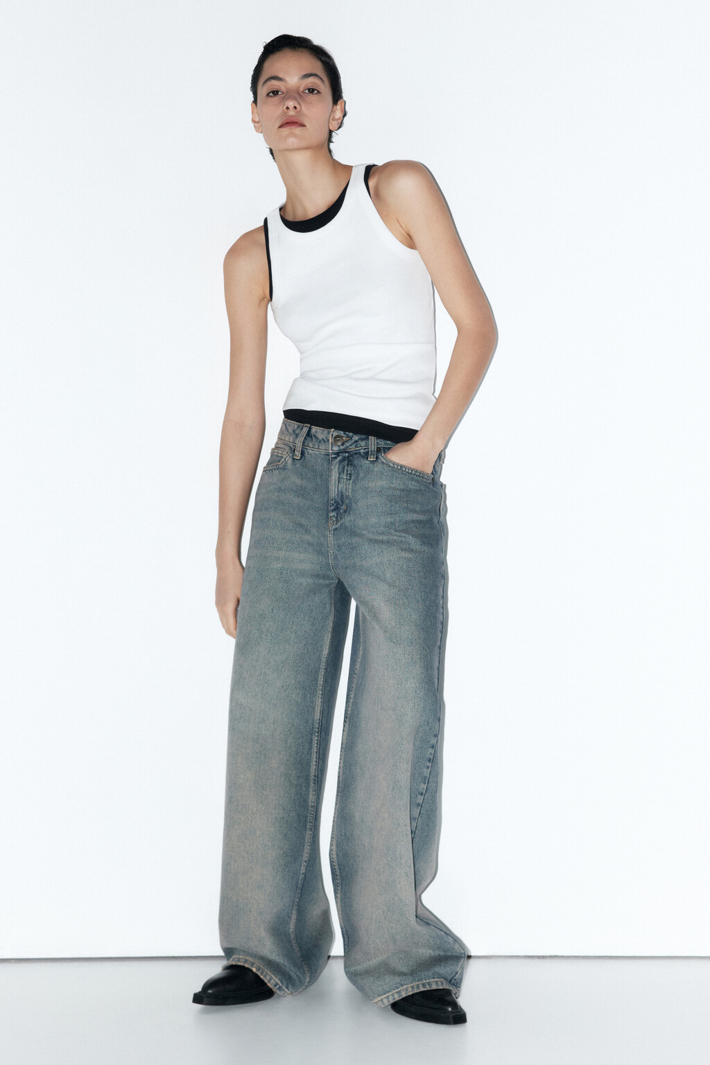 Майка-топ TANKTOP облегающая в рубчик - цвет белый - 6