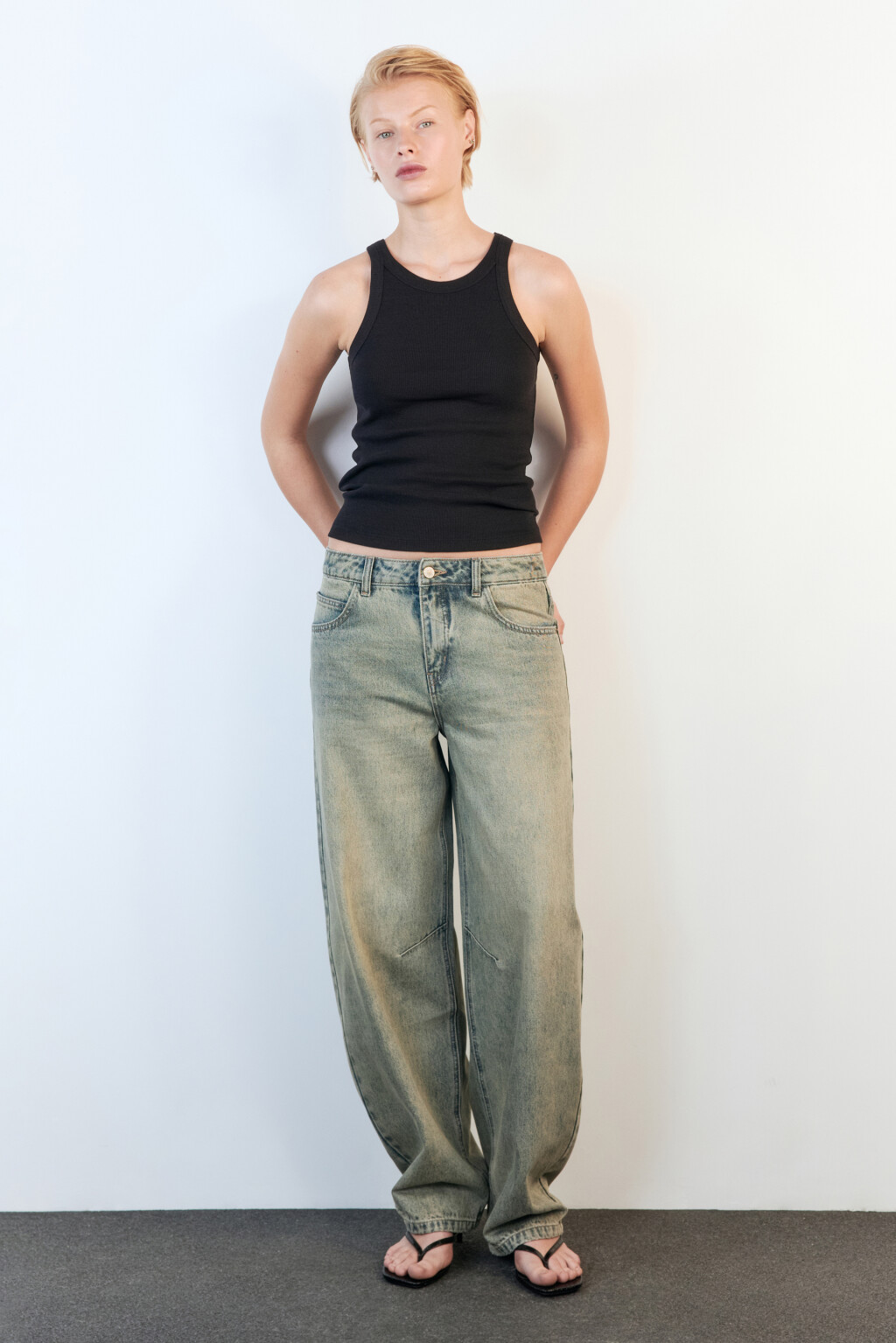 Майка-топ TANKTOP облегающая в рубчик - цвет черный - 5