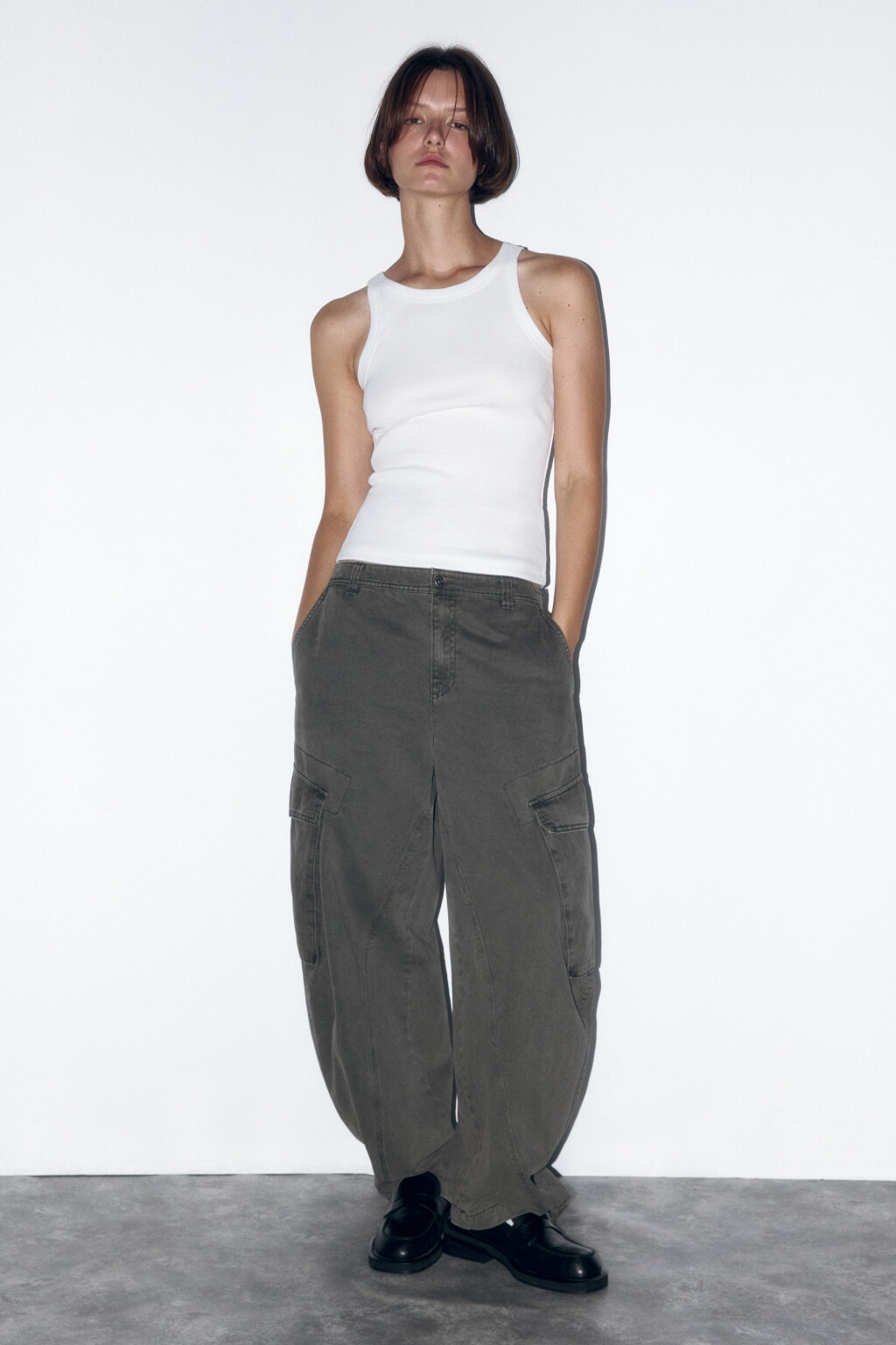 Майка TANKTOP облегающая в рубчик - цвет белый - 5