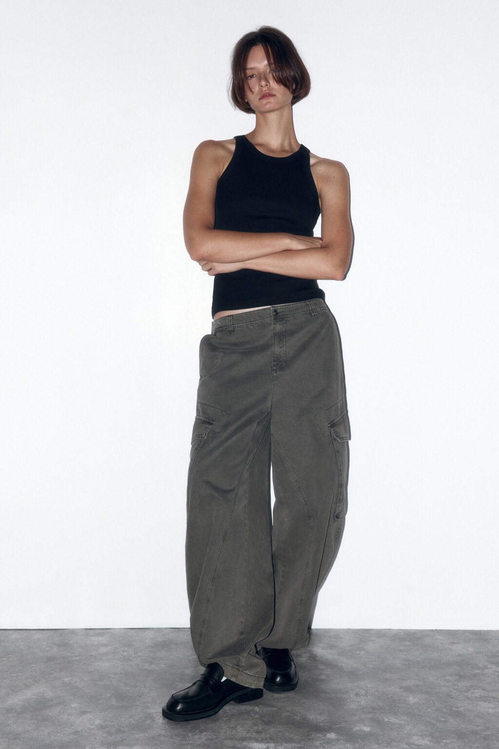 Майка TANKTOP облегающая в рубчик - цвет черный - 5