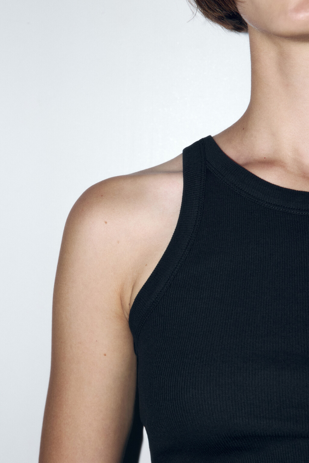 Майка TANKTOP облегающая в рубчик - цвет черный - 7