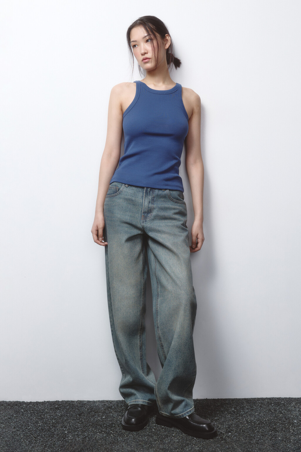 Майка TANKTOP облегающая в рубчик - цвет голубой - 5