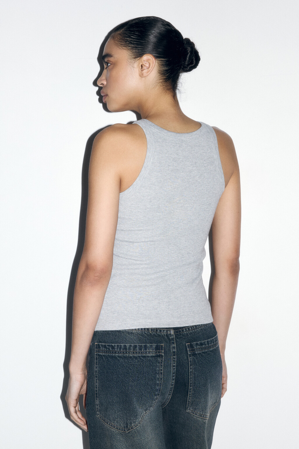Майка TANKTOP облегающая в рубчик - цвет серый - 4