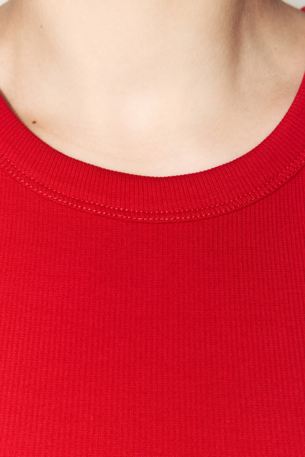 Майка облегающая в рубчик - цвет красный - 5