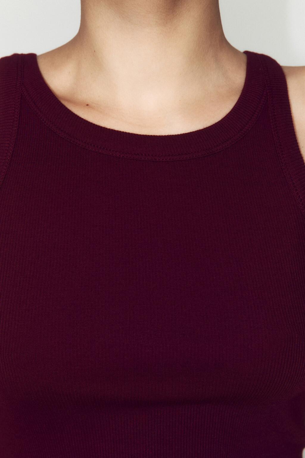 Майка облегающая в рубчик - цвет бордовый - 5