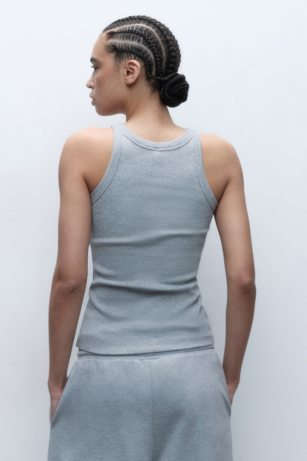 Майка TANKTOP хлопковая в рубчик - цвет серый - 4