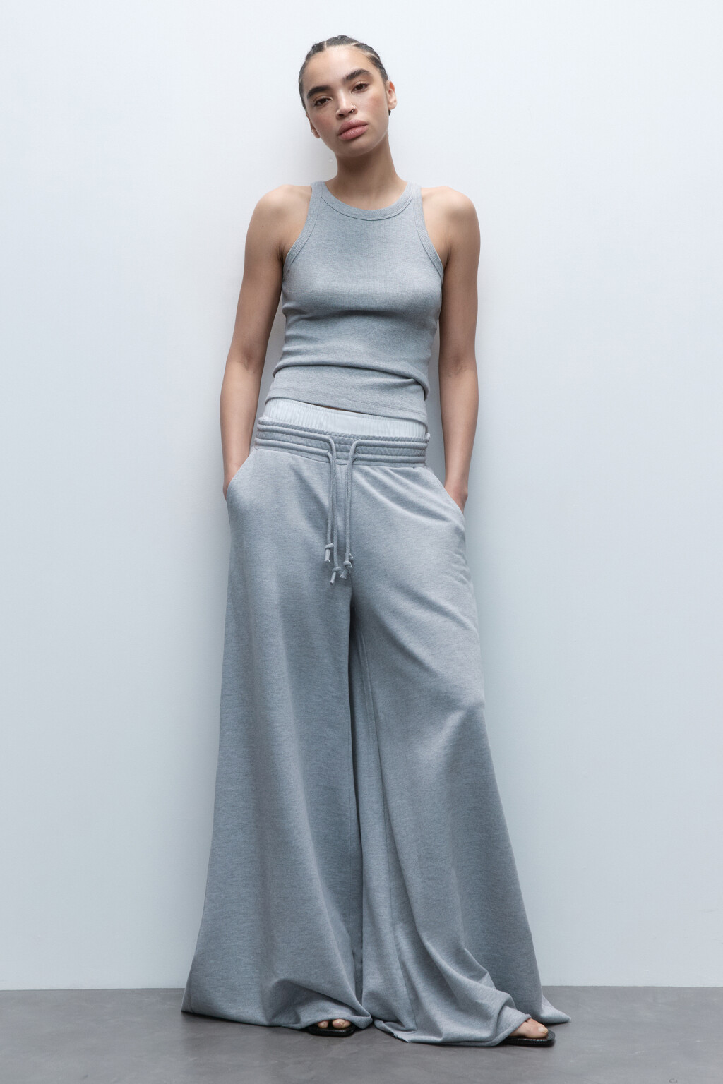 Майка TANKTOP хлопковая в рубчик - цвет серый - 5