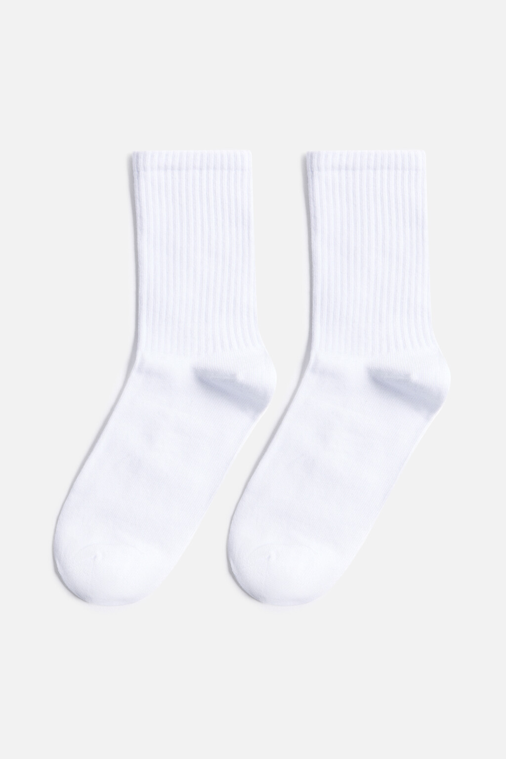 Носки высокие базовые в рубчик - цвет белый - 1