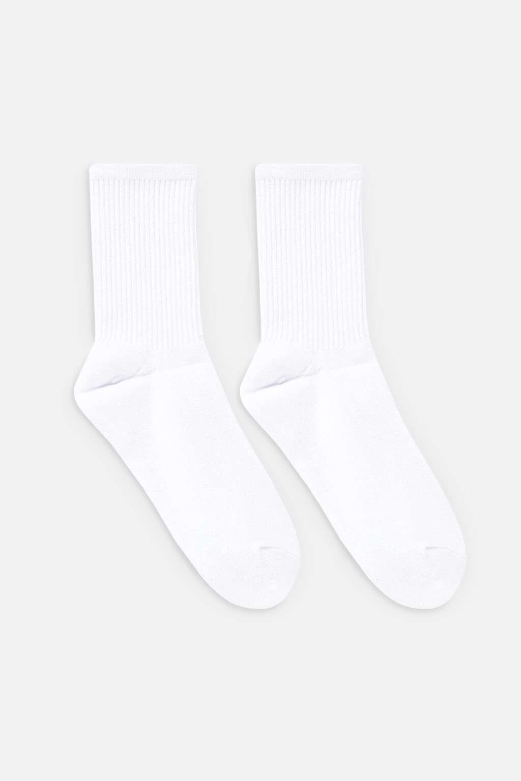 Носки высокие базовые в рубчик - цвет белый - 1