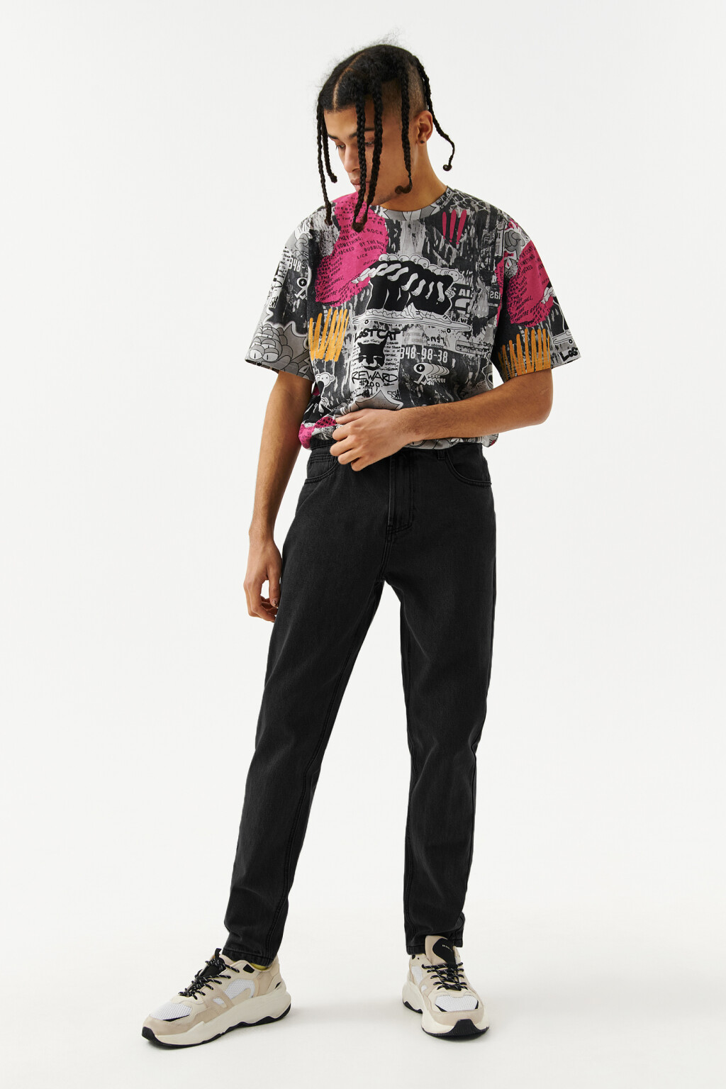 Джинсы черные зауженные со средней посадкой - цвет черный - 4