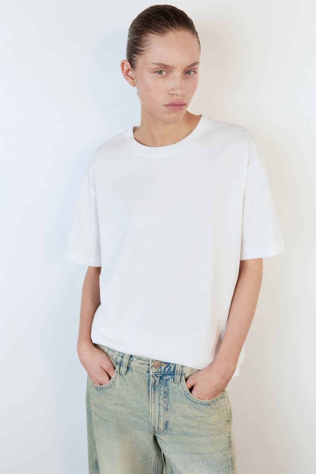 Футболка TBIG оверсайз хлопковая базовая - цвет белый - 1