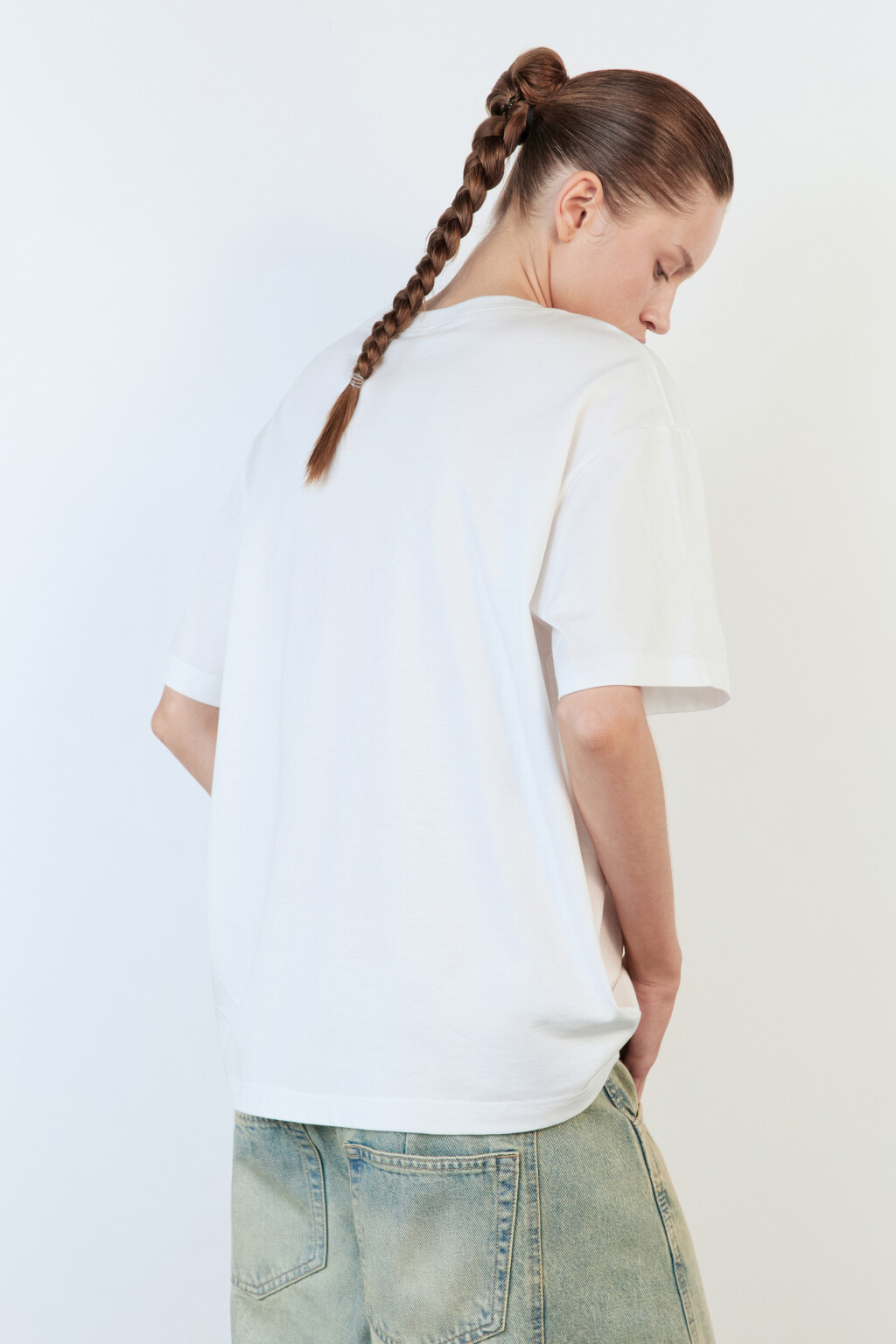 Футболка TBIG оверсайз хлопковая базовая - цвет белый - 4