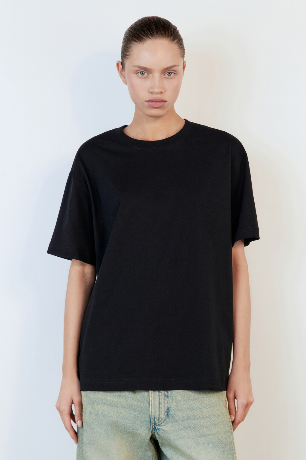 Футболка TBIG оверсайз хлопковая базовая - цвет черный - 2