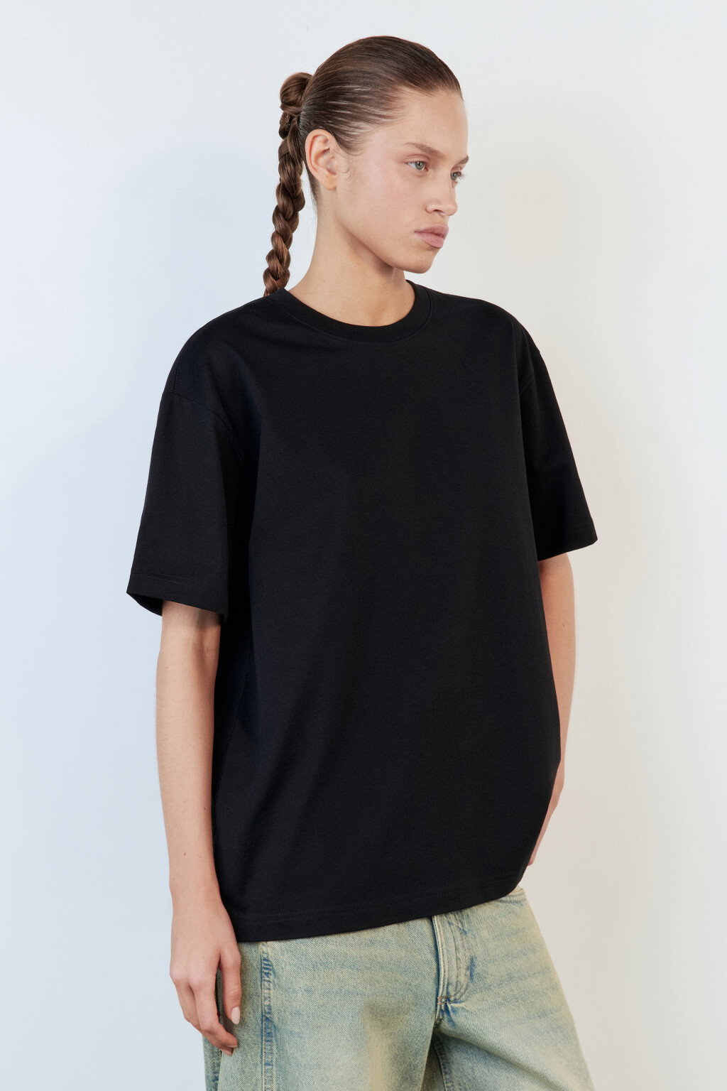 Футболка TBIG оверсайз хлопковая базовая - цвет черный - 3