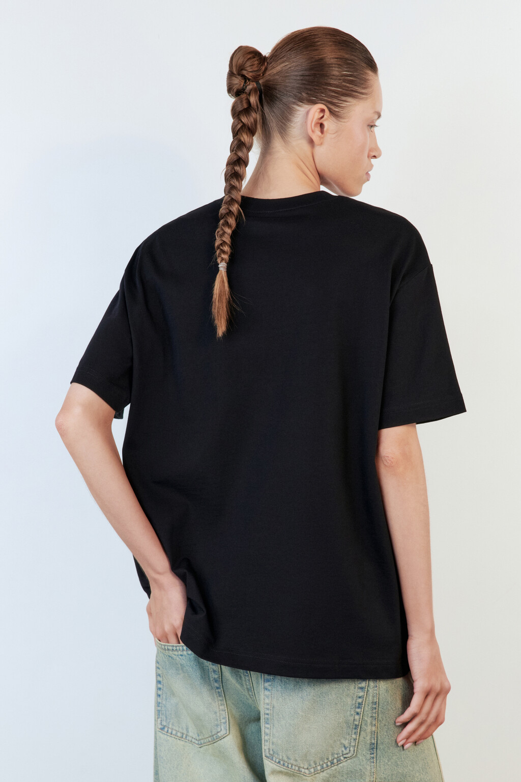 Футболка TBIG оверсайз хлопковая базовая - цвет черный - 4