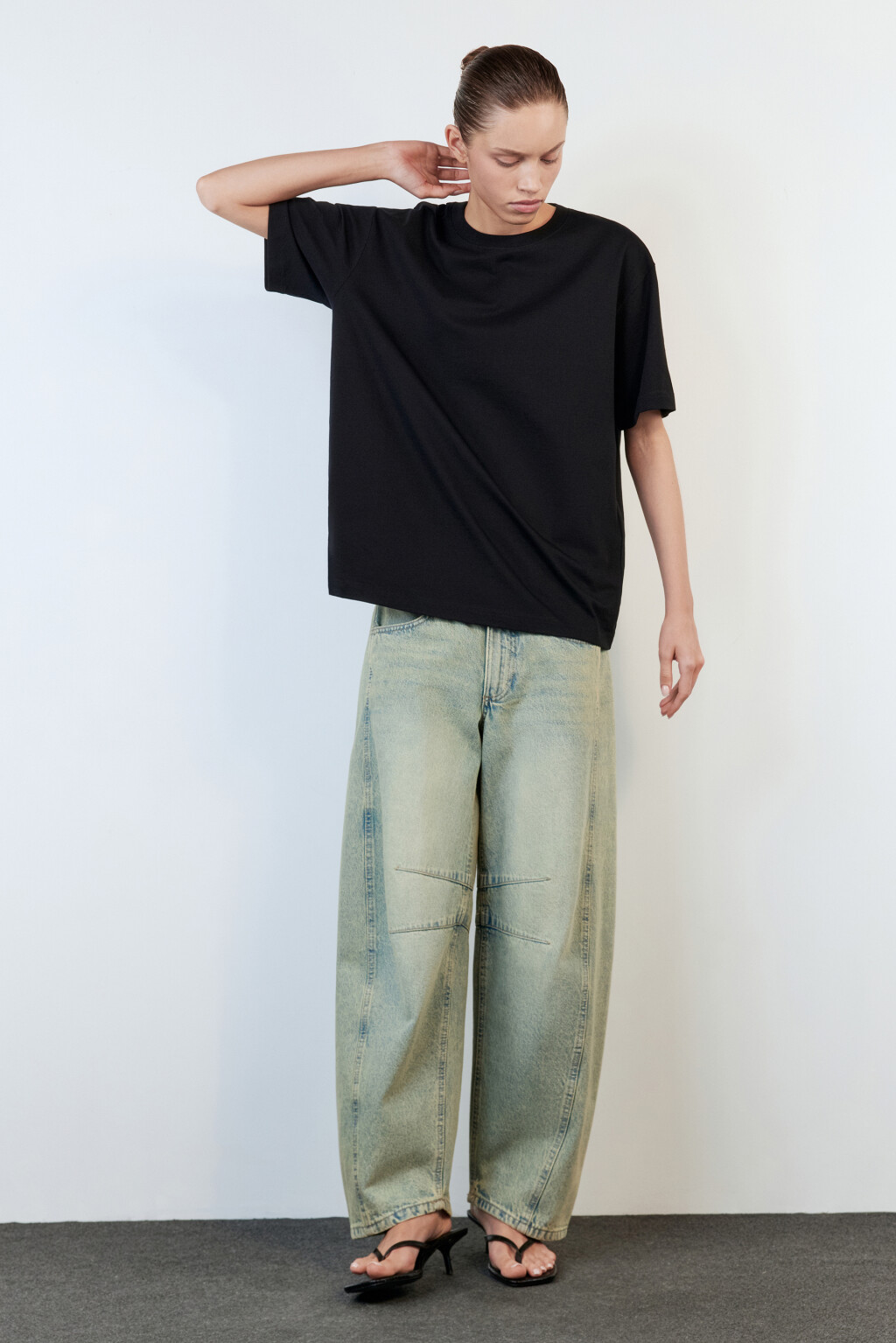 Футболка TBIG оверсайз хлопковая базовая - цвет черный - 5