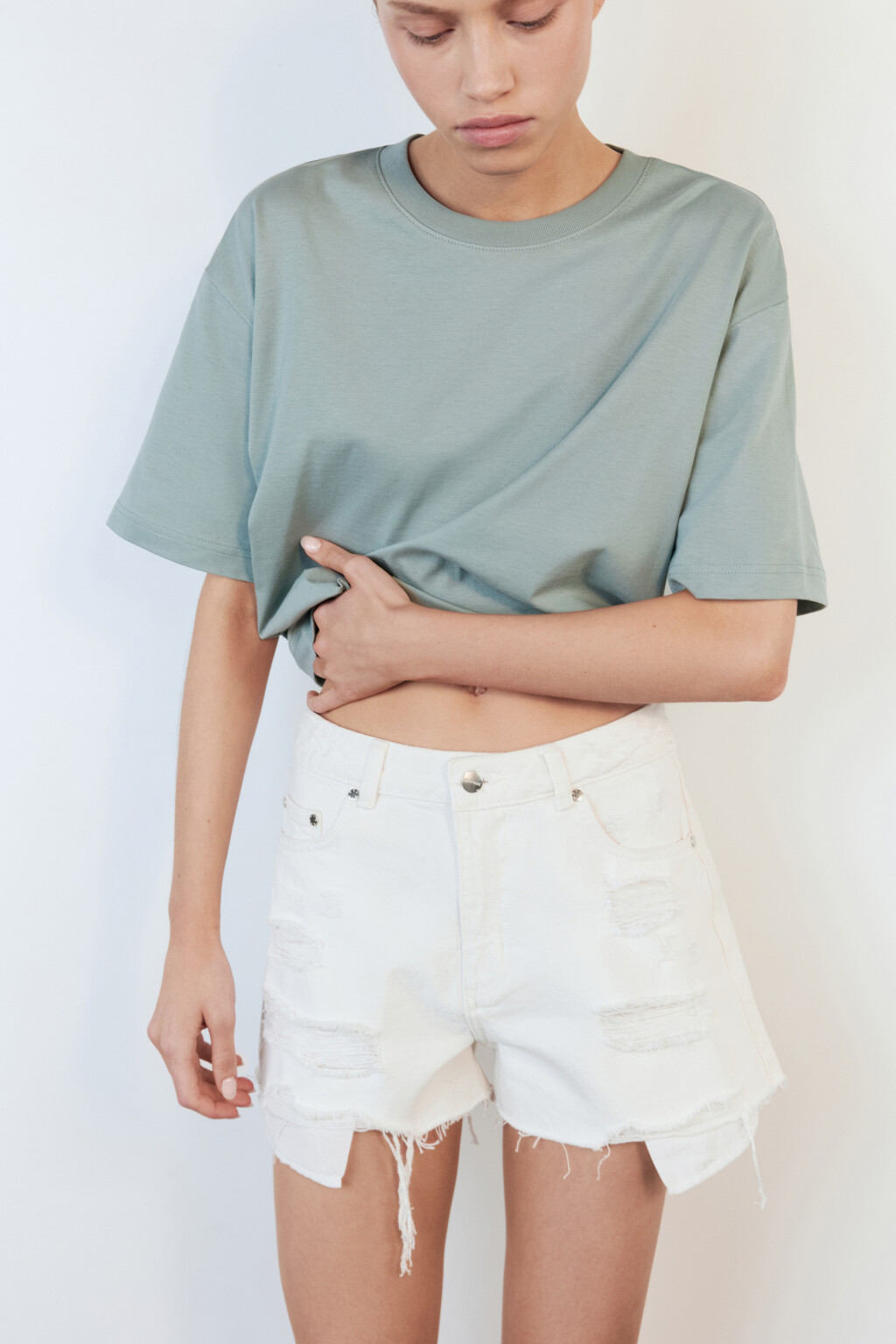 Футболка TBIG оверсайз хлопковая базовая - цвет мятный - 1