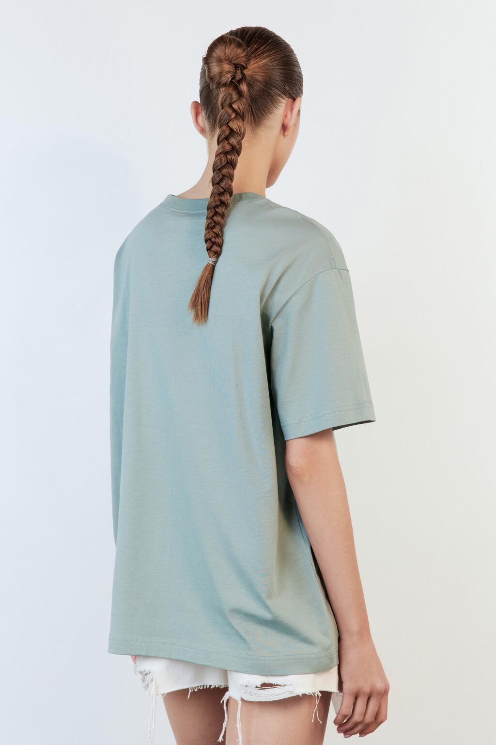 Футболка TBIG оверсайз хлопковая базовая - цвет мятный - 4