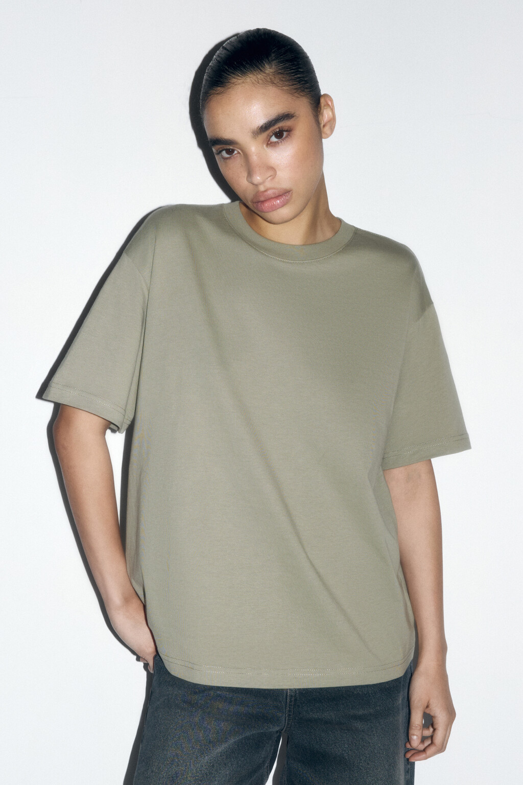 Футболка TBIG оверсайз базовая - цвет зеленый - 2