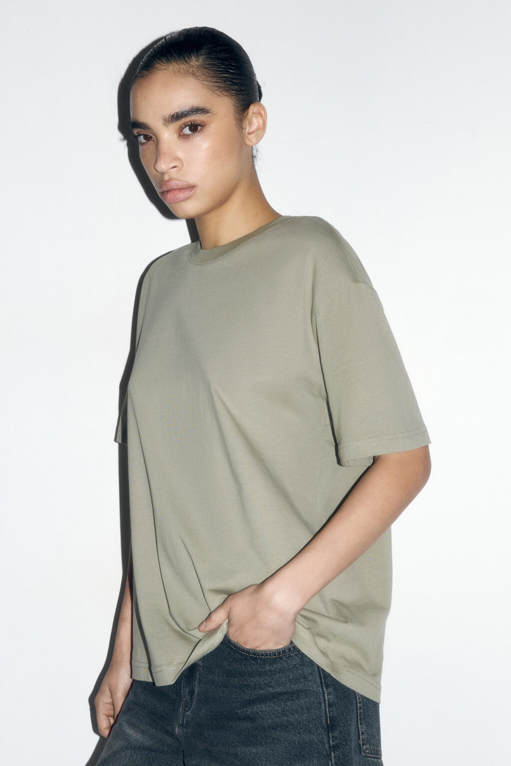 Футболка TBIG оверсайз базовая - цвет зеленый - 3