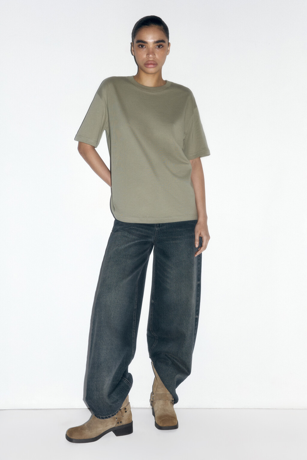 Футболка TBIG оверсайз базовая - цвет зеленый - 5