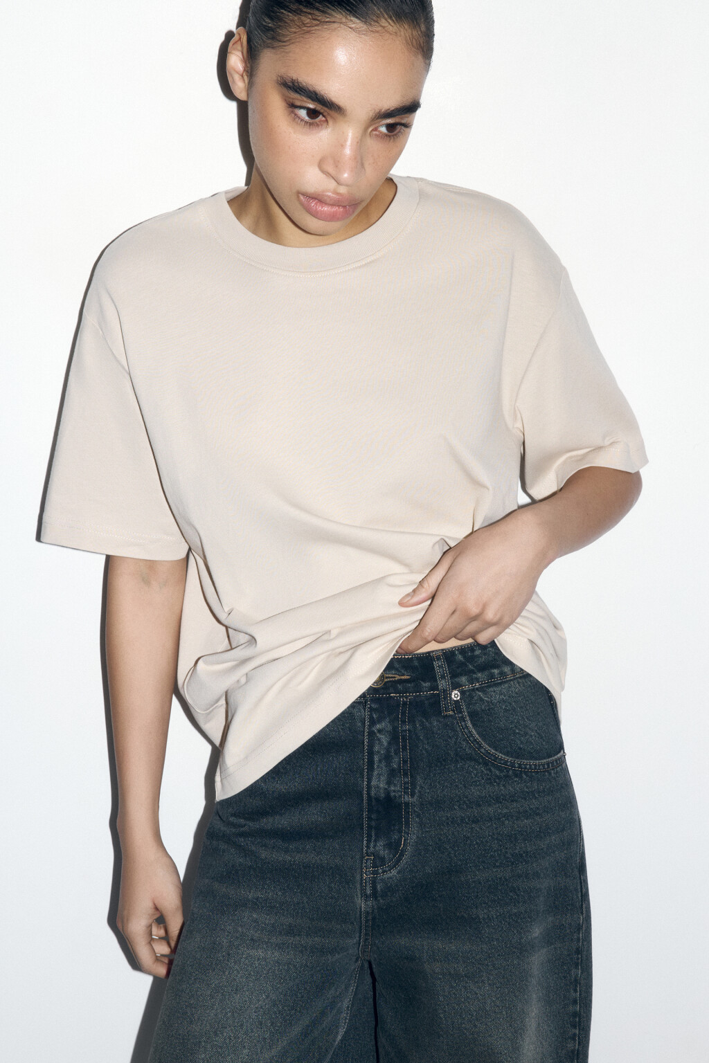 Футболка TBIG оверсайз базовая - цвет бежевый - 1