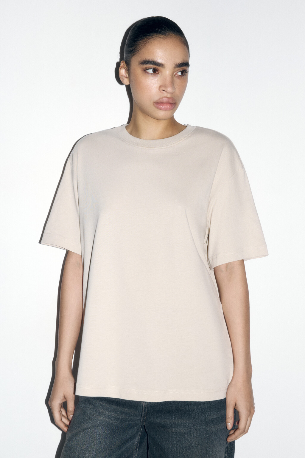 Футболка TBIG оверсайз базовая - цвет бежевый - 2