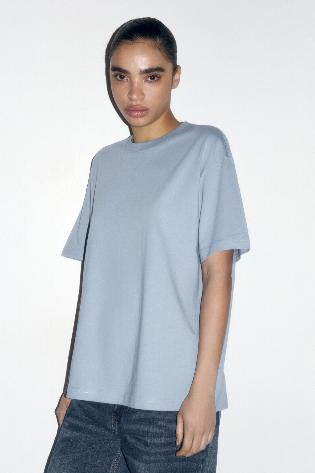 Футболка TBIG оверсайз базовая - цвет голубой - 3