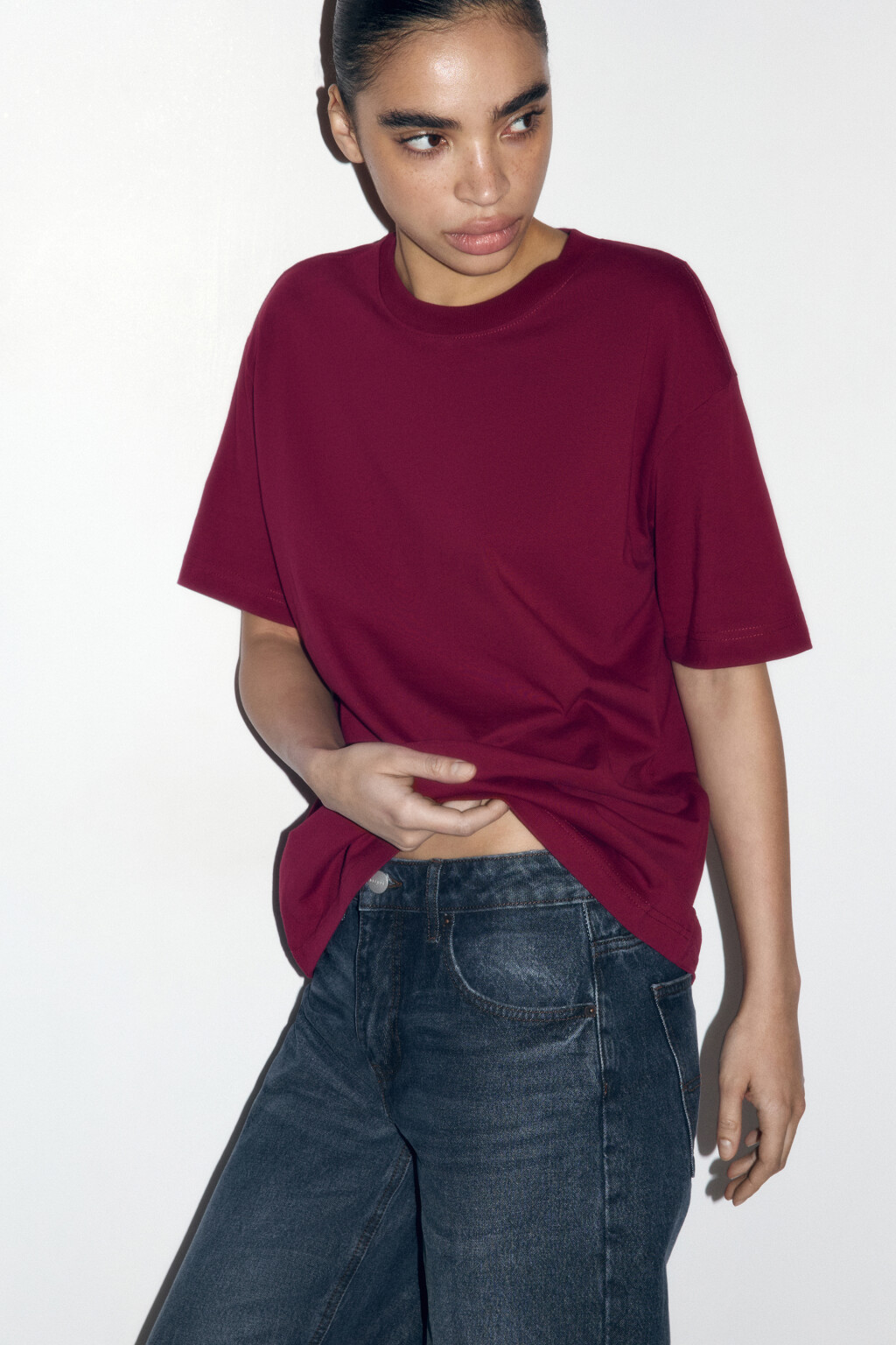 Футболка TBIG оверсайз базовая - цвет бордовый - 1