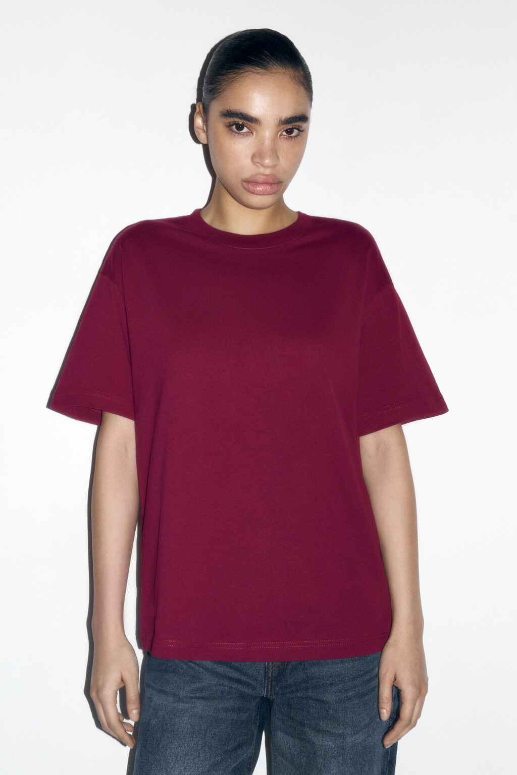 Футболка TBIG оверсайз базовая - цвет бордовый - 2