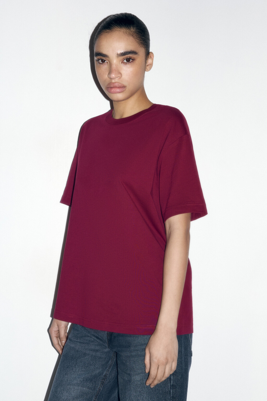 Футболка TBIG оверсайз базовая - цвет бордовый - 3