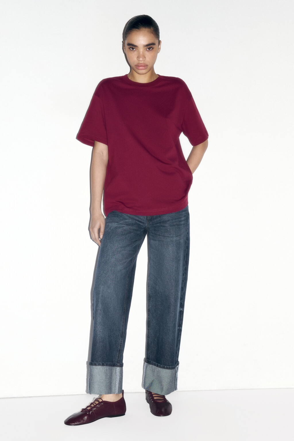 Футболка TBIG оверсайз базовая - цвет бордовый - 5