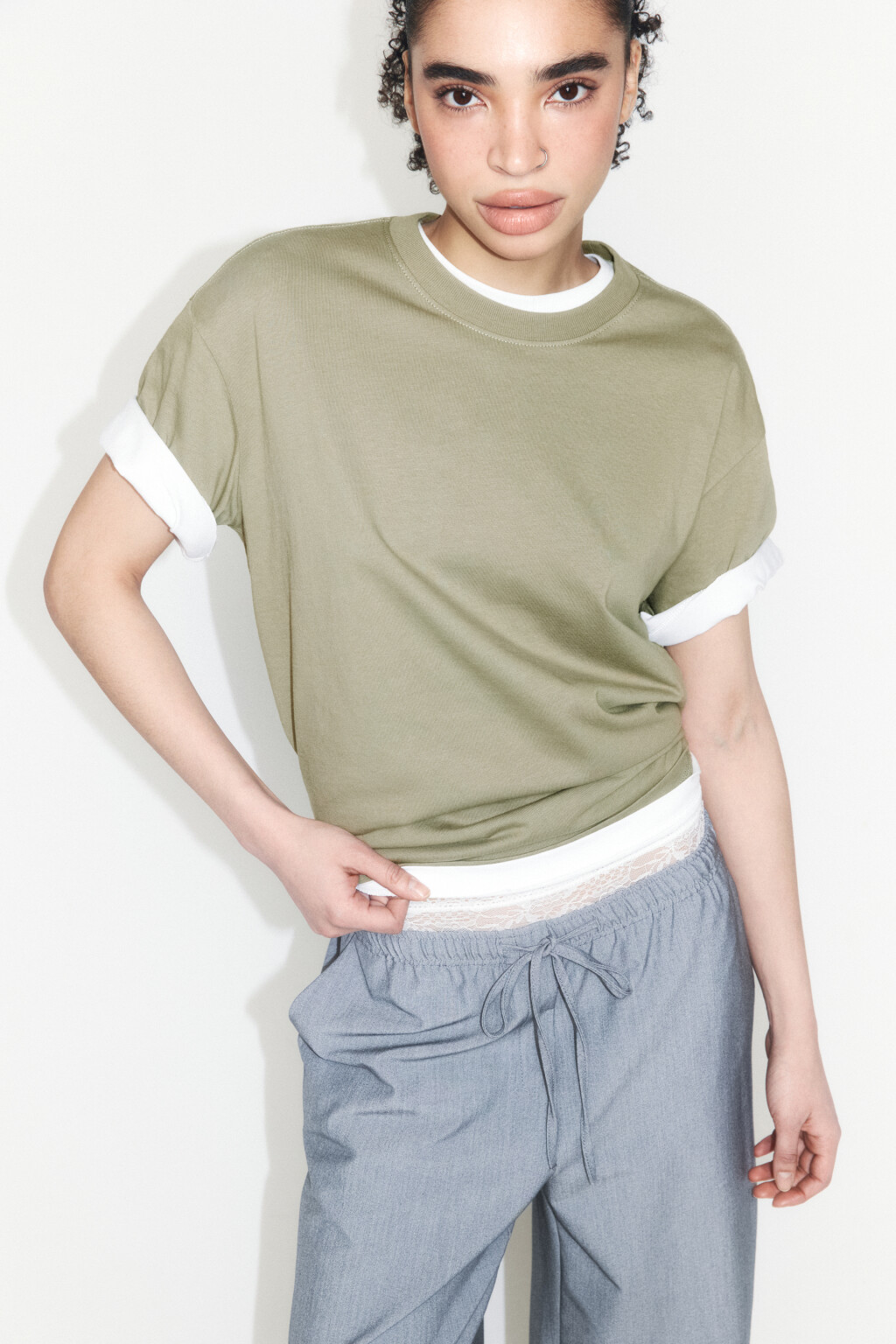 Футболка оверсайз базовая - цвет зеленый - 2