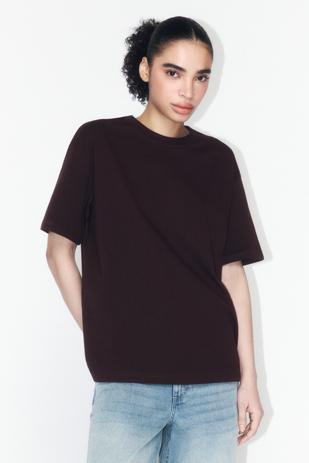 Футболка оверсайз базовая - цвет коричневый - 2