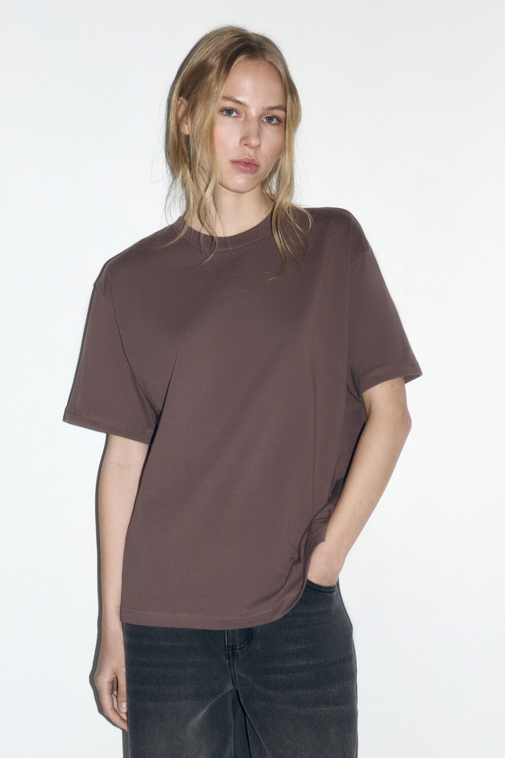 Футболка оверсайз базовая - цвет бежевый - 3