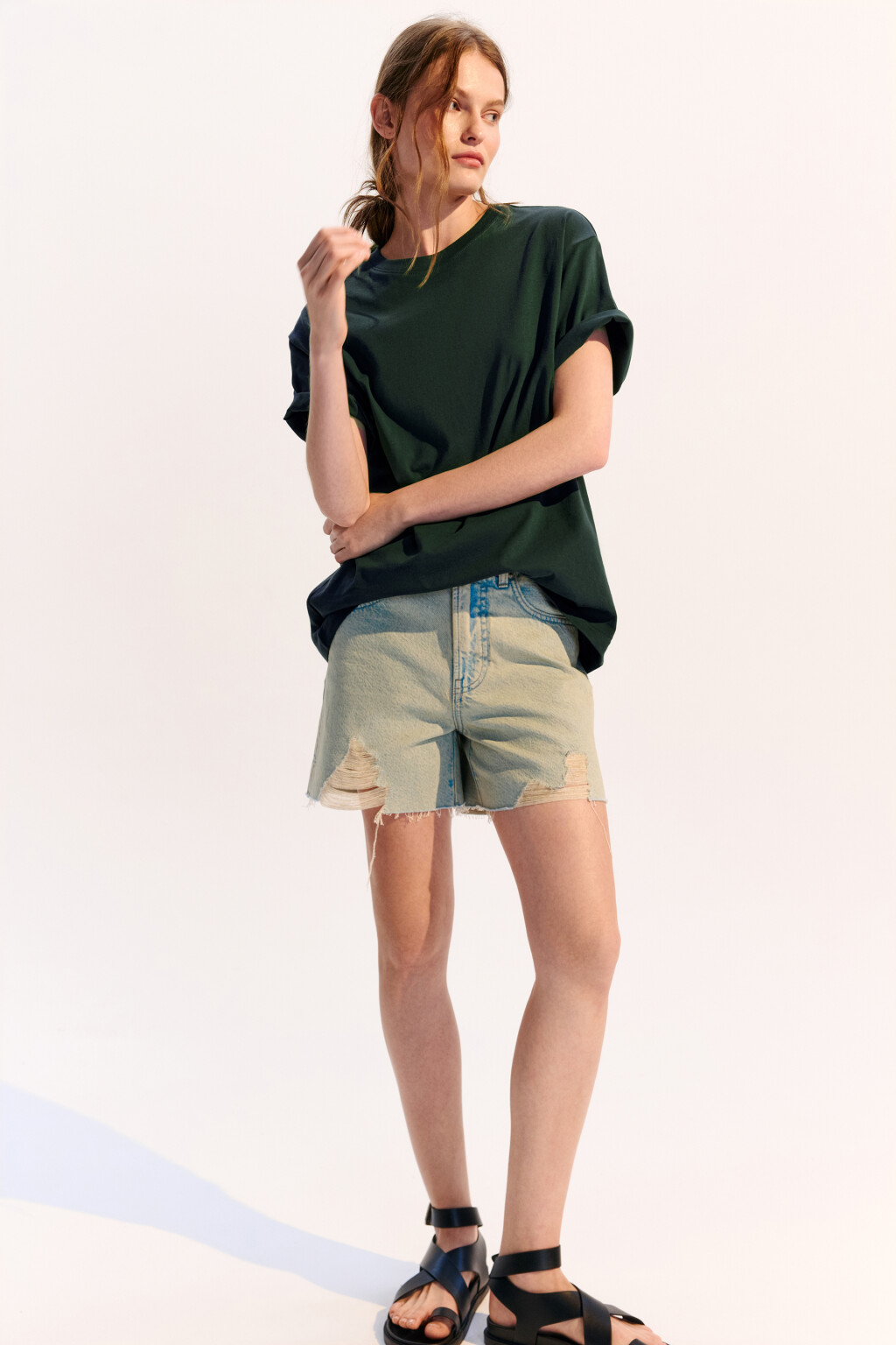 Футболка TBIG оверсайз базовая - цвет зеленый - 1