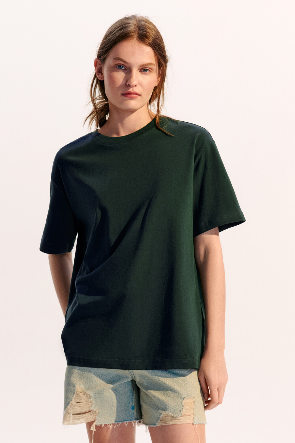 Футболка TBIG оверсайз базовая - цвет зеленый - 2