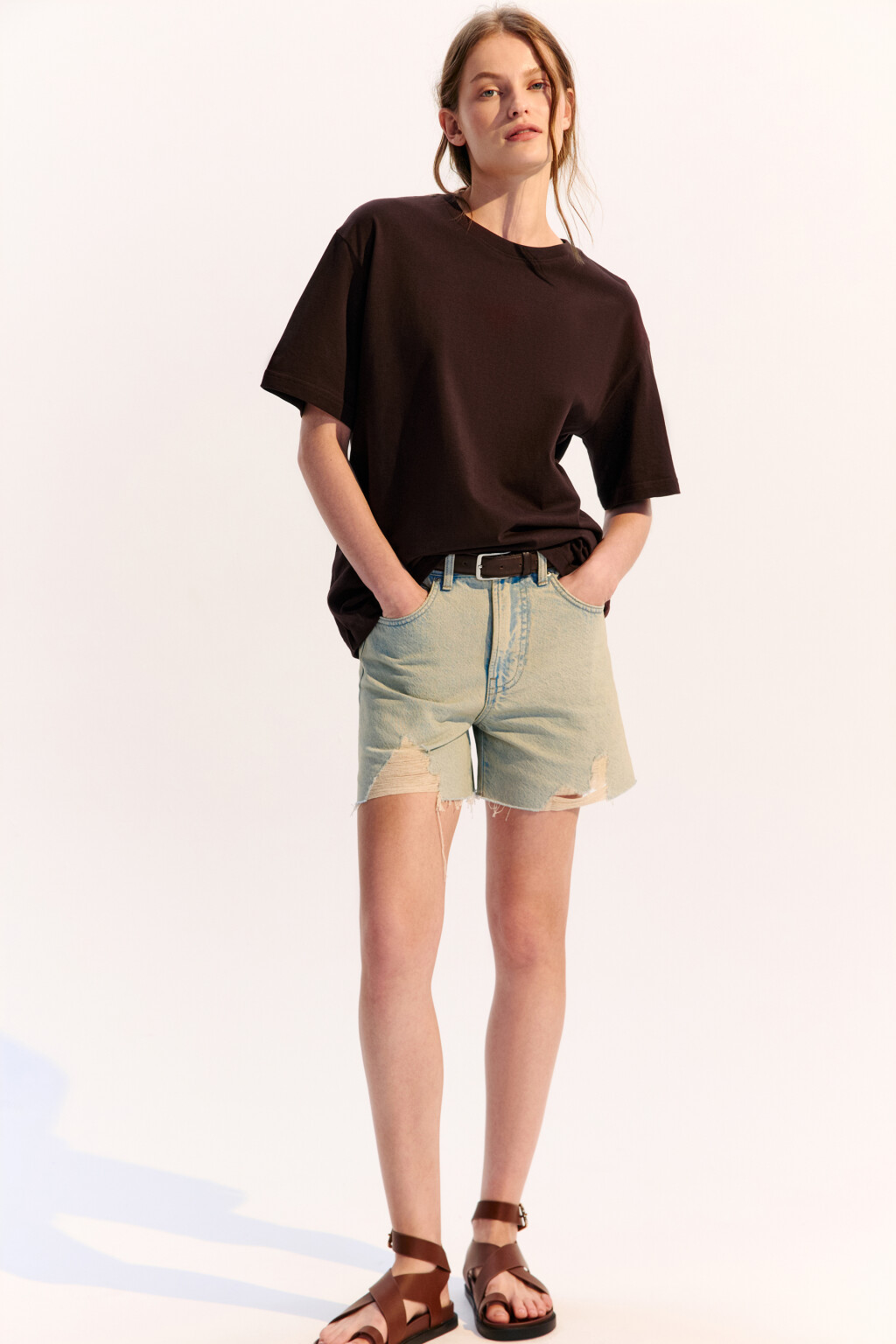 Футболка TBIG оверсайз базовая - цвет коричневый - 1