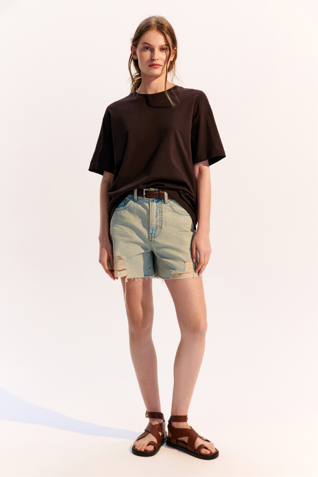 Футболка TBIG оверсайз базовая - цвет коричневый - 4