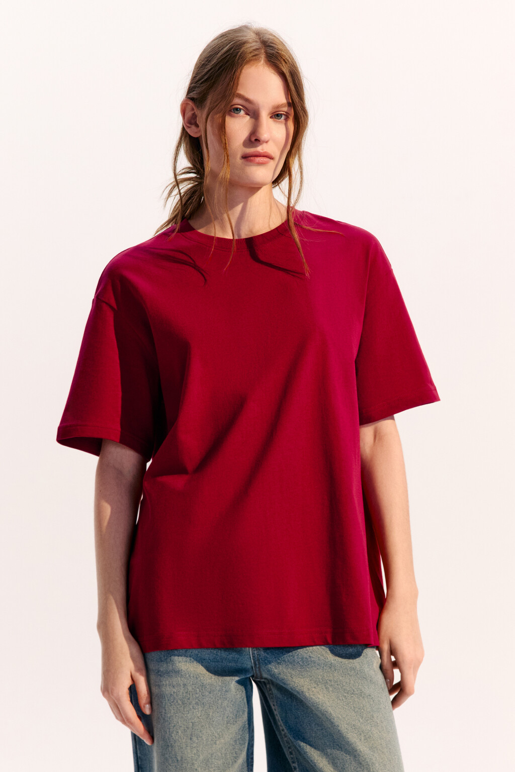 Футболка TBIG оверсайз базовая - цвет красный - 3