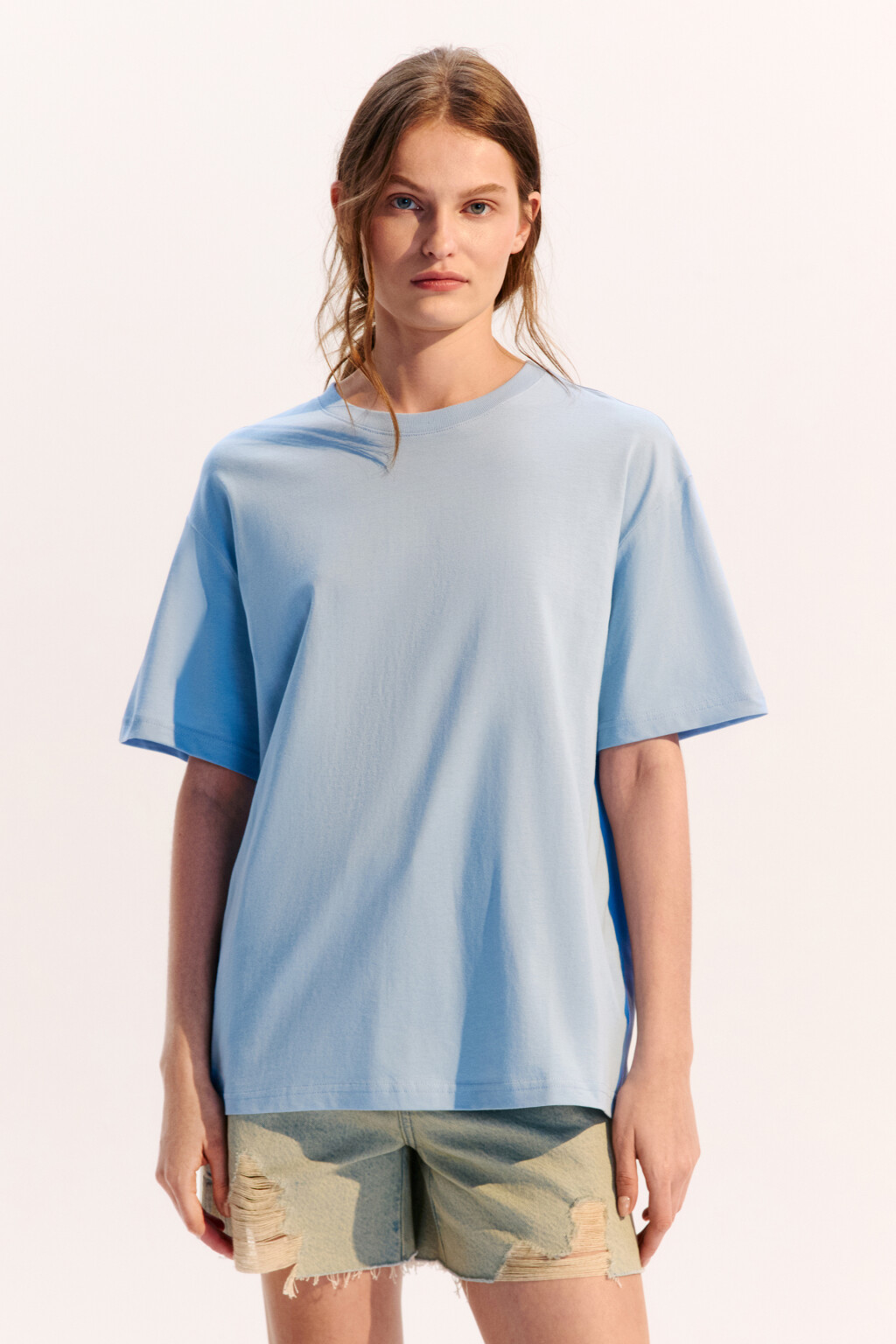 Футболка TBIG оверсайз базовая - цвет голубой - 2