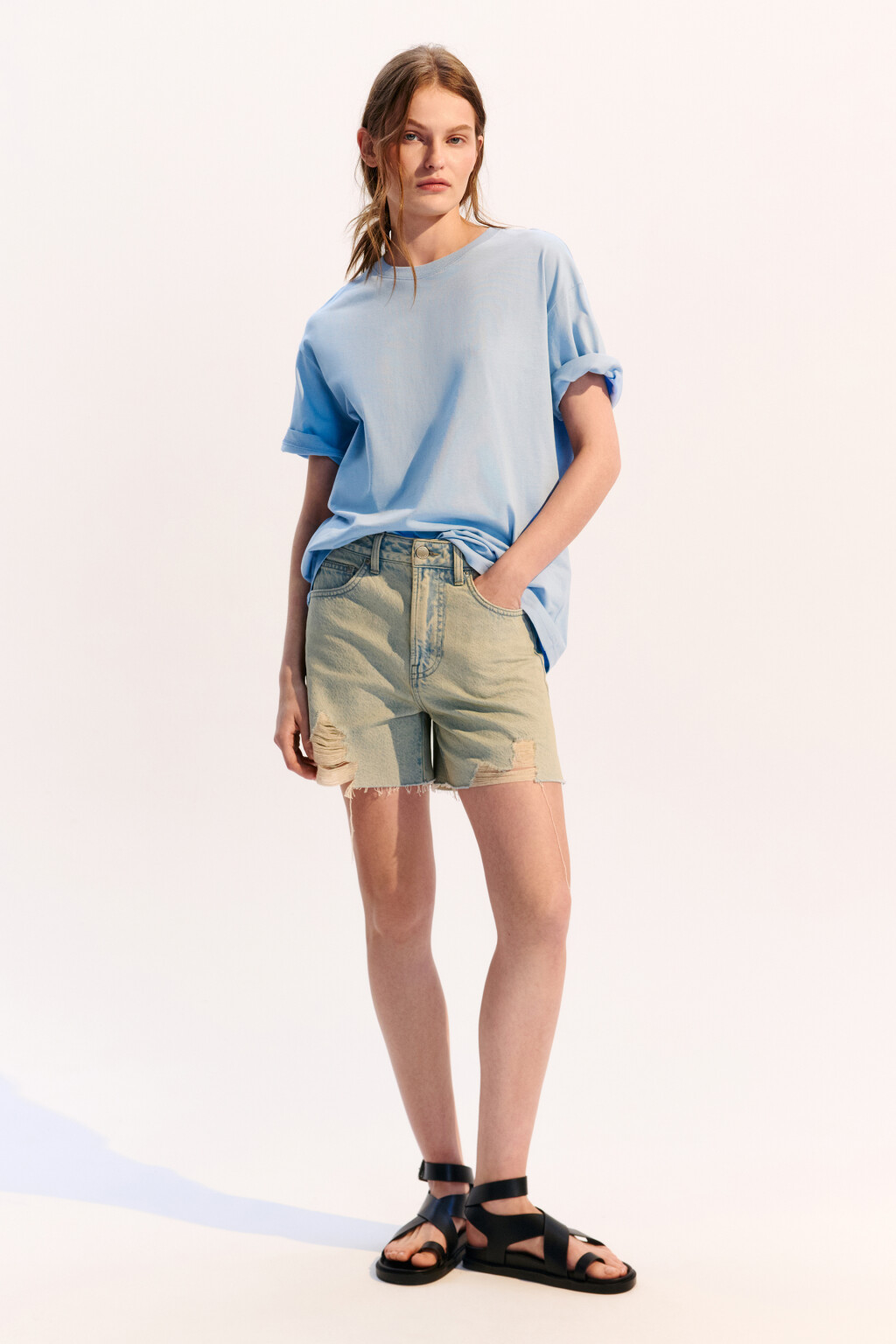 Футболка TBIG оверсайз базовая - цвет голубой - 4