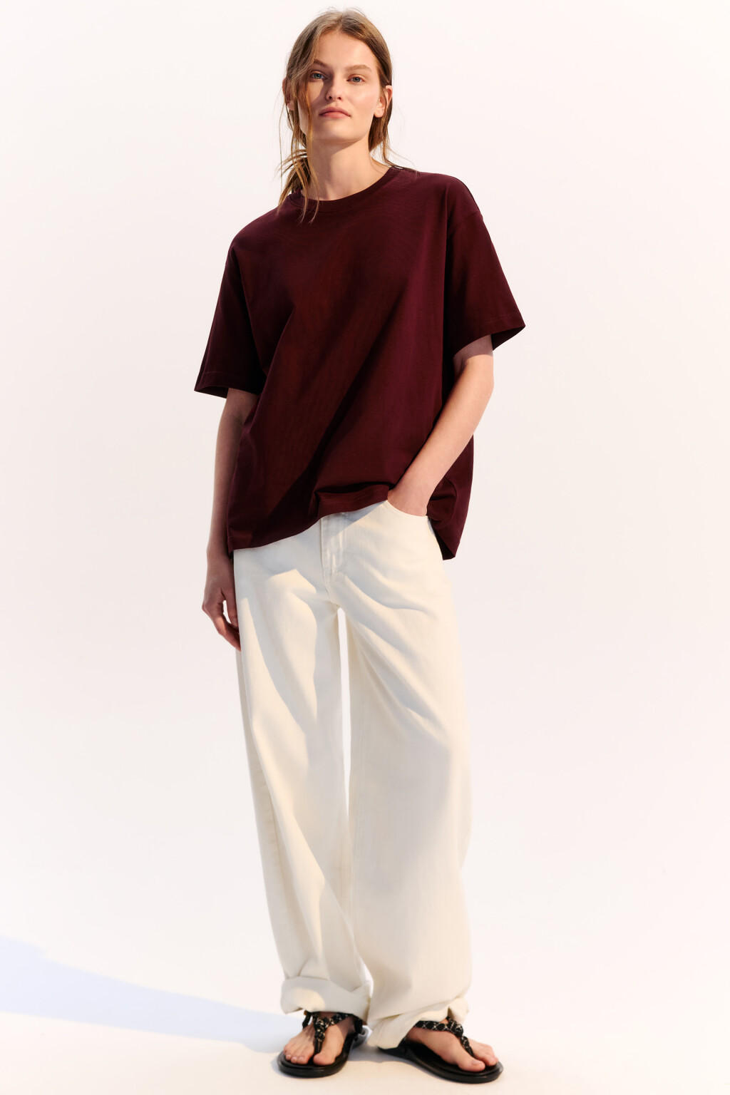 Футболка TBIG оверсайз базовая - цвет бордовый - 1