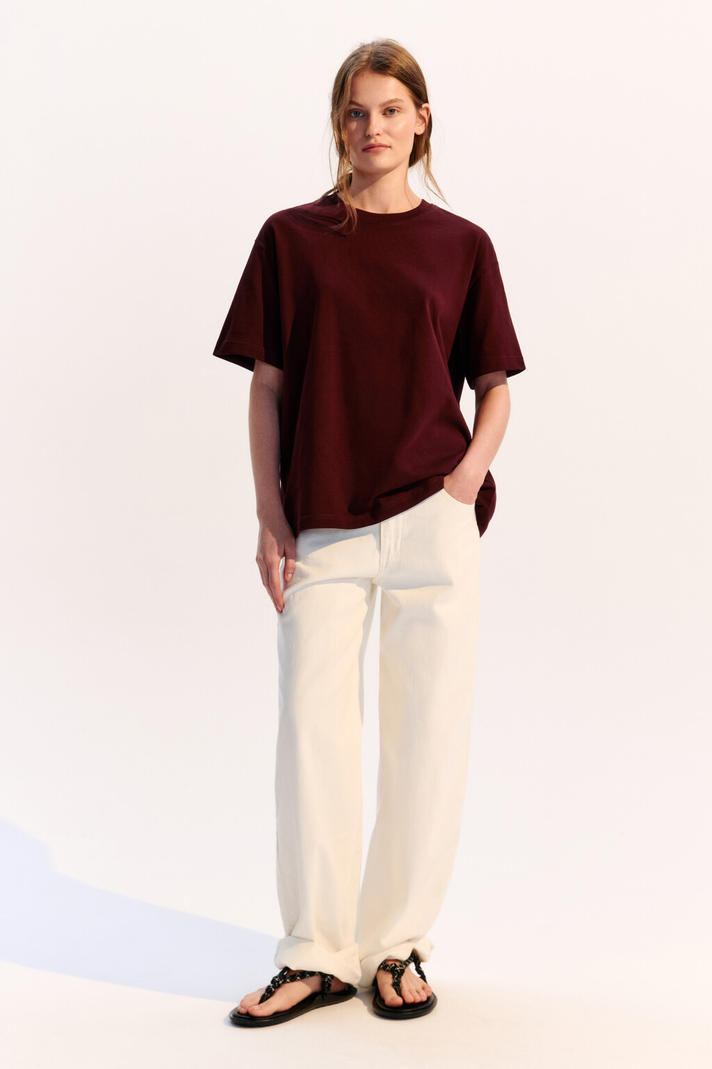 Футболка TBIG оверсайз базовая - цвет бордовый - 4