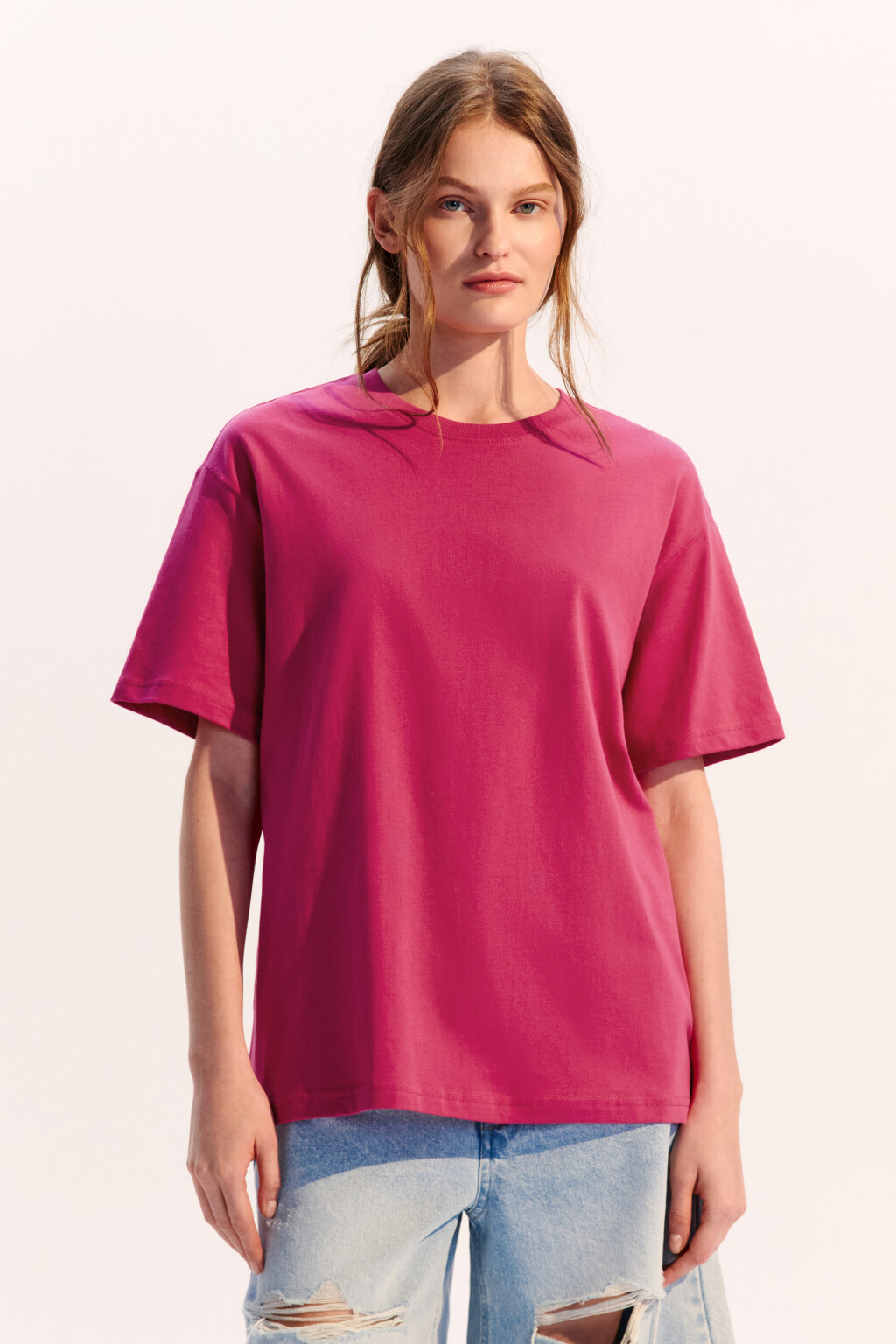 Футболка TBIG оверсайз базовая - цвет розовый - 2