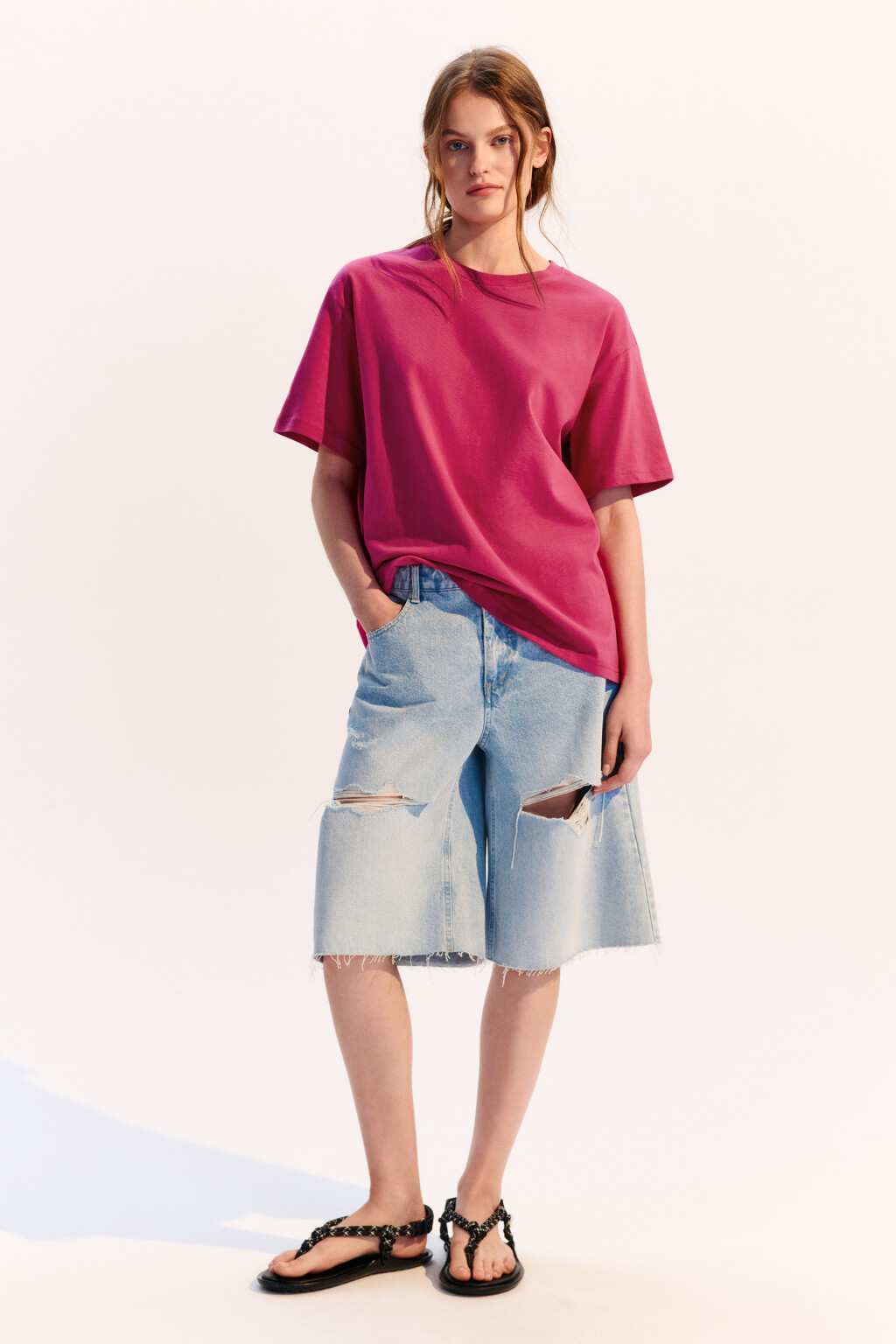 Футболка TBIG оверсайз базовая - цвет розовый - 4