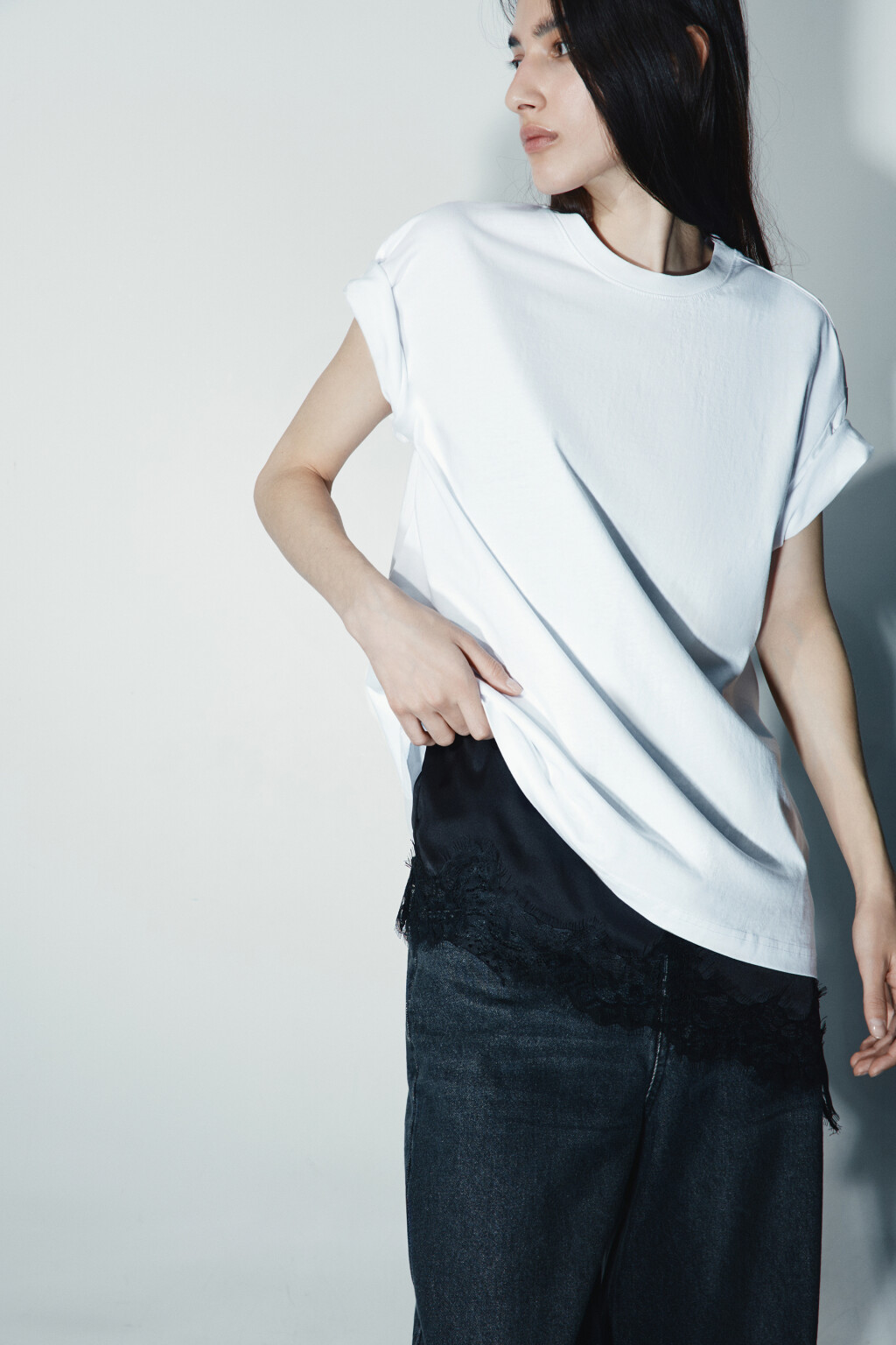 Футболка оверсайз базовая - цвет белый - 1