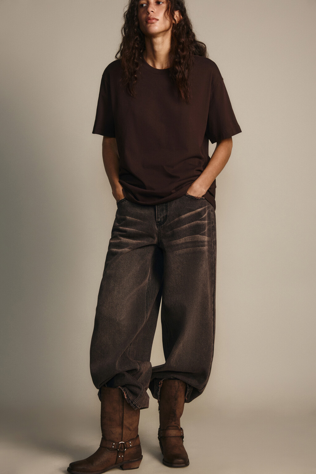 Футболка TBIG оверсайз базовая - цвет коричневый - 1